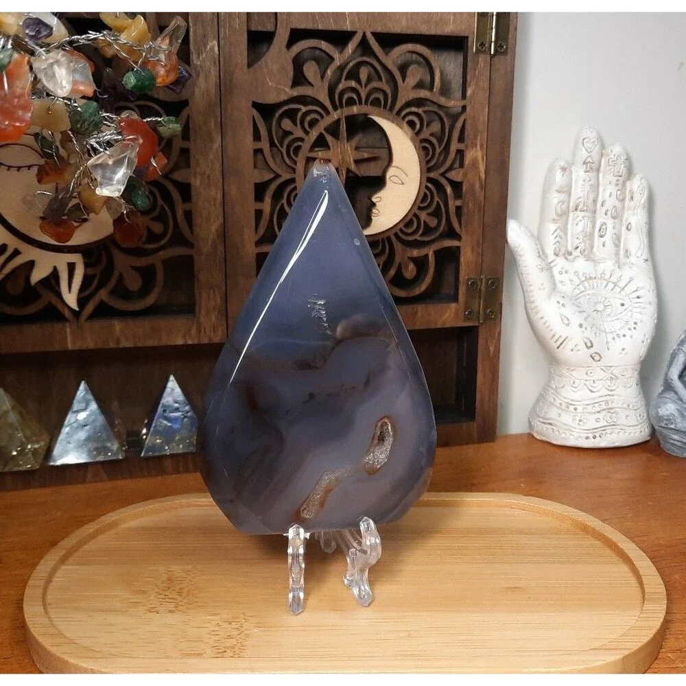 Carved Orca Agate Crystal Flame Free-form